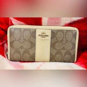 Coach F55733 Leather Zip Wallet in Signature Canvas